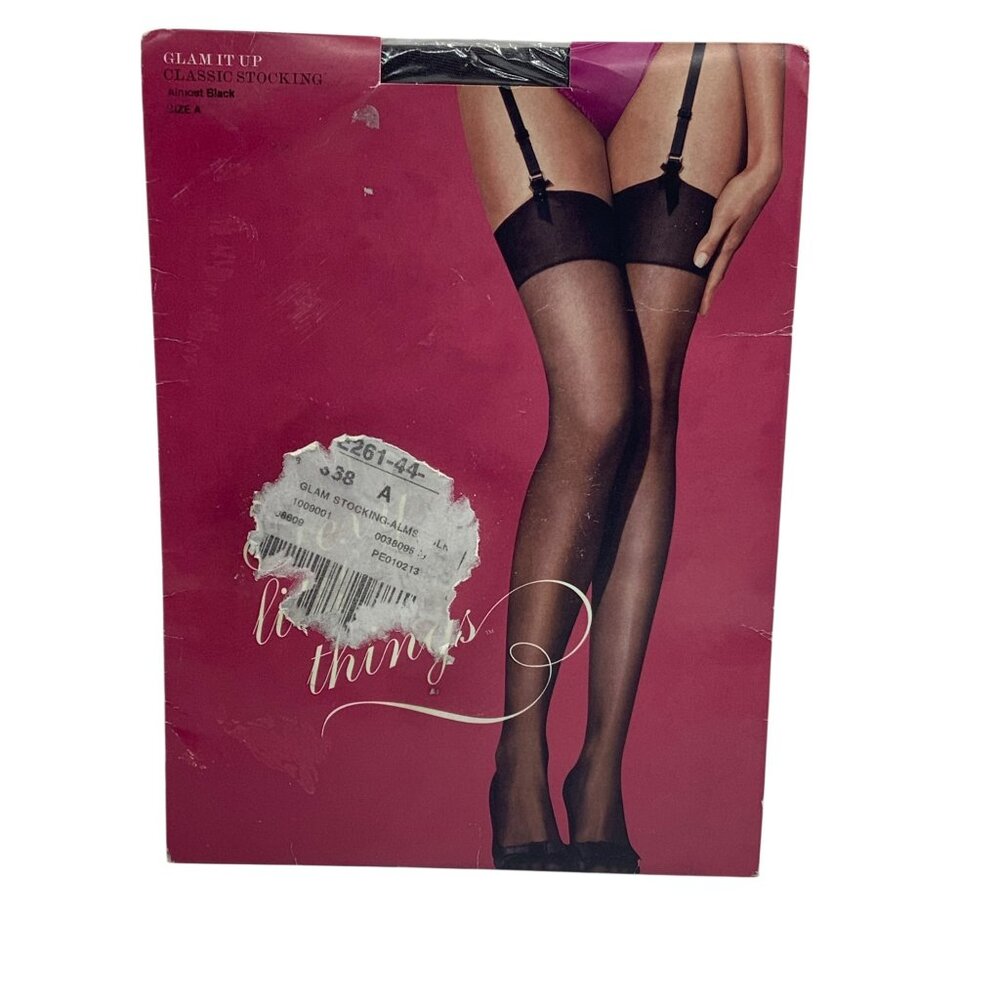 Victorias Secret Glam It Up Classic Garter Stocking Almost Black Size A Nylon